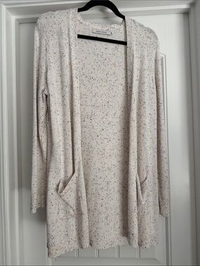 Stitches & Stripes Cream Speckled Open-Front Cardigan